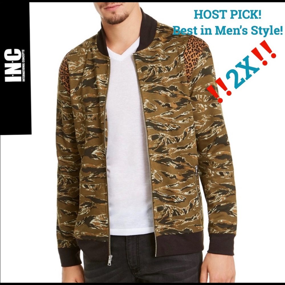 I.N.C. Vices Abstract Camouflage Bomber Jacket